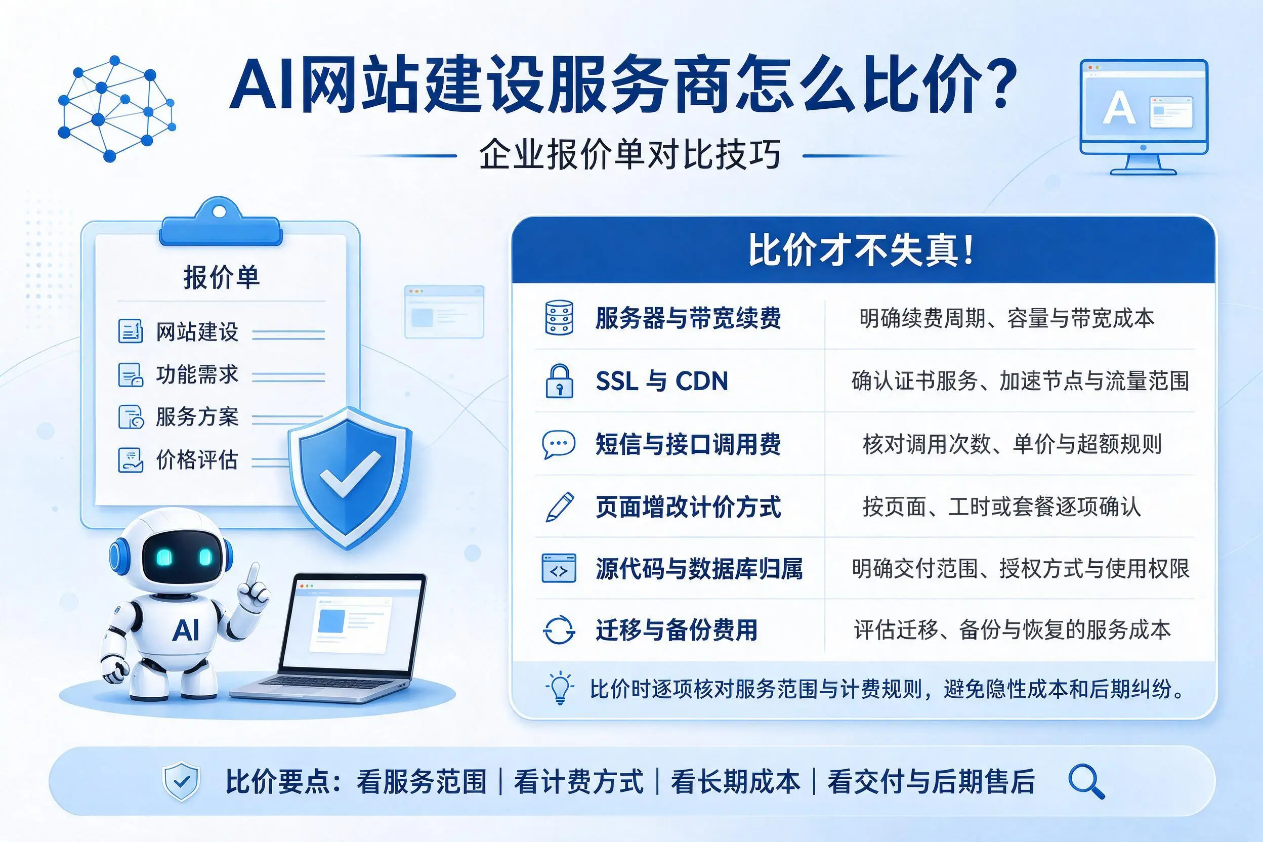 AI网站建设服务商怎么比价?庆阳企业报价单对比技巧